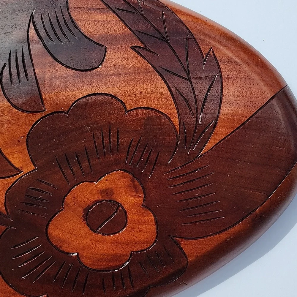 HAITI 2 TONE,2 SIDED WOODEN OVAL TRAY 22
